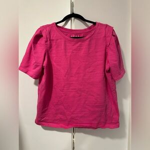 LOFT Pink Short Sleeve Casual Top Tee Large